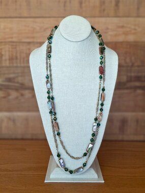 Vintage Napier Abalone and Green Auora Borealis Necklace